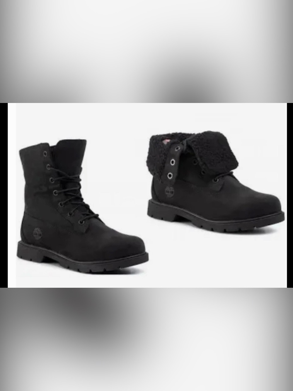 Timberland Linden Woods Black Fold Down Winter Boots A1QST Women's 9.5
